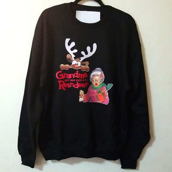 SBC Grandma Got Run Over By A Reindeer Black Crewneck Sweatshirt - Picture 6 of 10